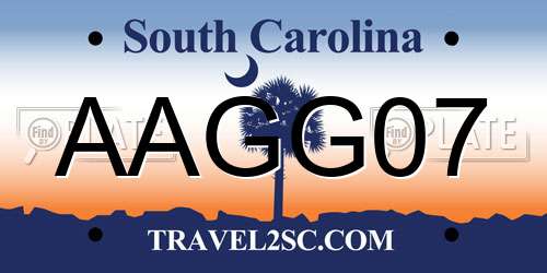 AAGG07 South Carolina License Plate