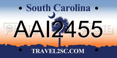 AAI2455 South Carolina License Plate