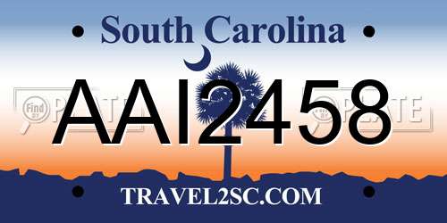 AAI2458 South Carolina License Plate