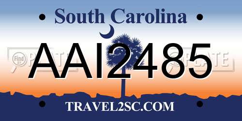 AAI2485 South Carolina License Plate
