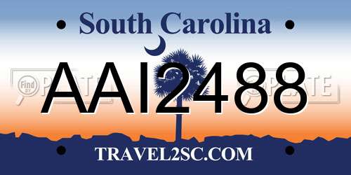 AAI2488 South Carolina License Plate
