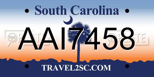 AAI7458 South Carolina License Plate
