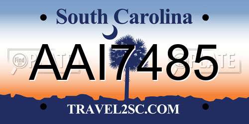 AAI7485 South Carolina License Plate