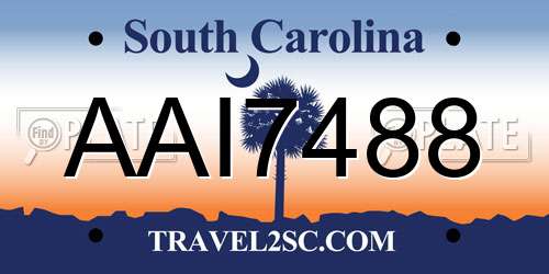 AAI7488 South Carolina License Plate