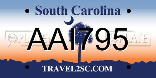 AAI795 South Carolina License Plate