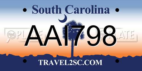 AAI798 South Carolina License Plate