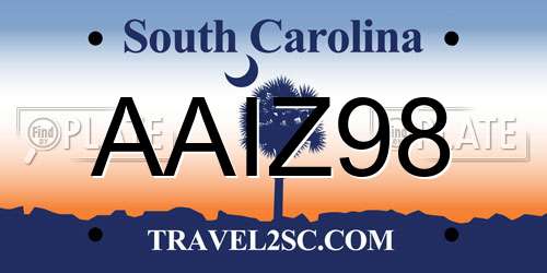 AAIZ98 South Carolina License Plate