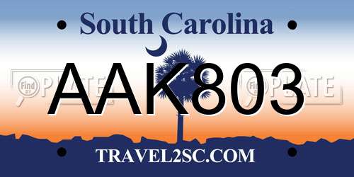 AAK803 South Carolina License Plate
