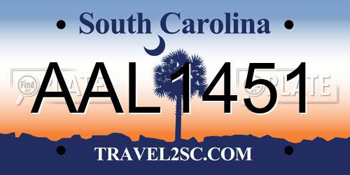 AAL1451 South Carolina License Plate