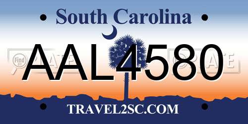 AAL4580 South Carolina License Plate