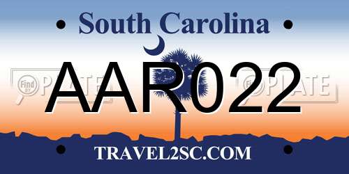 AAR022 South Carolina License Plate