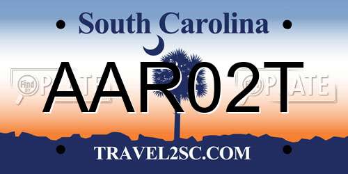 AAR02T South Carolina License Plate