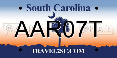 AAR07T South Carolina License Plate