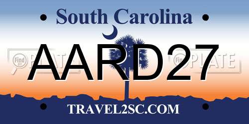 AARD27 South Carolina License Plate