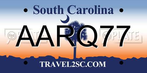 AARQ77 South Carolina License Plate