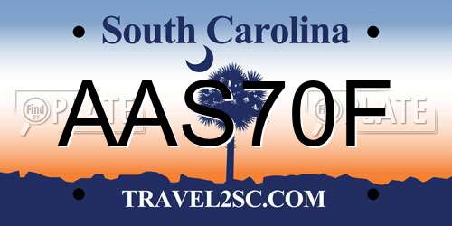 AAS70F South Carolina License Plate