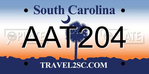 AAT204 South Carolina License Plate
