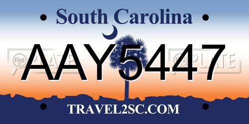 AAY5447 South Carolina License Plate