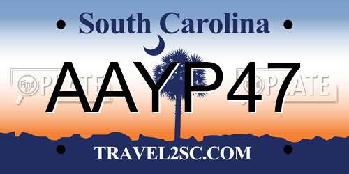 AAYP47 South Carolina License Plate