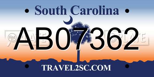 AB07362 South Carolina License Plate