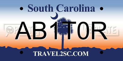 AB1T0R South Carolina License Plate