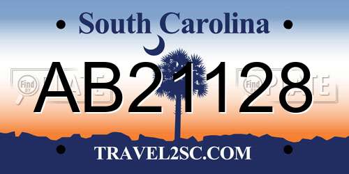 AB21128 South Carolina License Plate