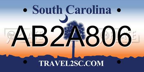 AB2A806 South Carolina License Plate