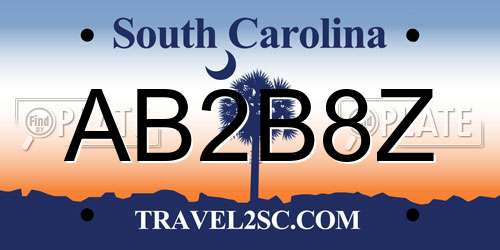 AB2B8Z South Carolina License Plate