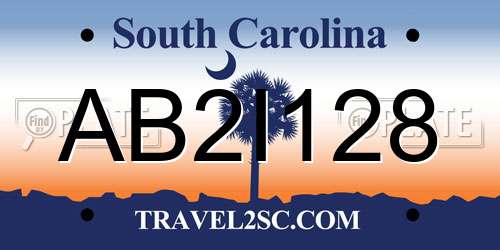 AB2I128 South Carolina License Plate