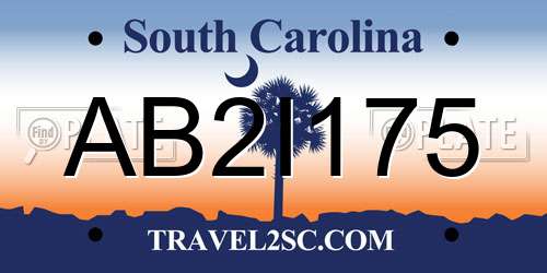 AB2I175 South Carolina License Plate