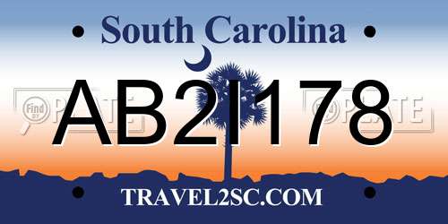 AB2I178 South Carolina License Plate