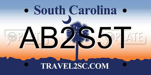 AB2S5T South Carolina License Plate