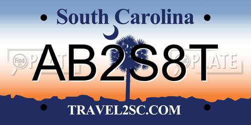 AB2S8T South Carolina License Plate