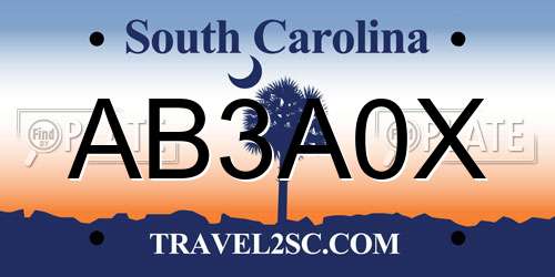 AB3A0X South Carolina License Plate