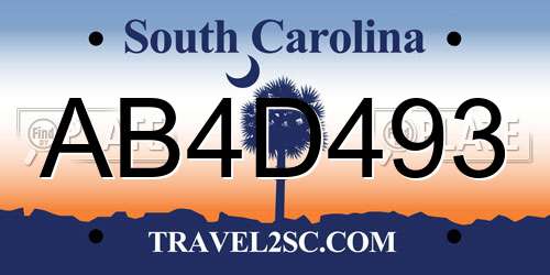 AB4D493 South Carolina License Plate