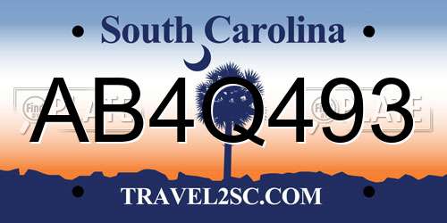 AB4Q493 South Carolina License Plate