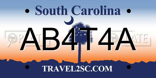 AB4T4A South Carolina License Plate