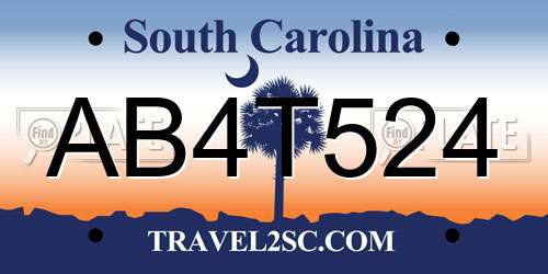 AB4T524 South Carolina License Plate