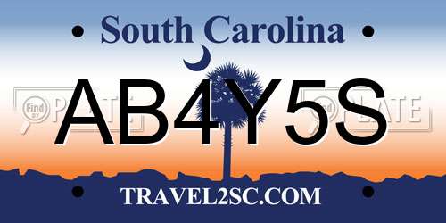 AB4Y5S South Carolina License Plate