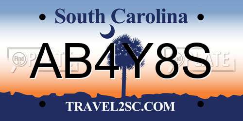 AB4Y8S South Carolina License Plate