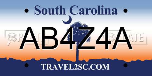 AB4Z4A South Carolina License Plate
