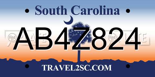 AB4Z824 South Carolina License Plate