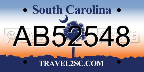 AB52548 South Carolina License Plate