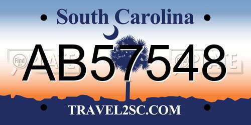 AB57548 South Carolina License Plate