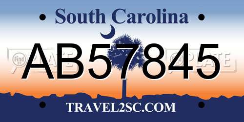 AB57845 South Carolina License Plate