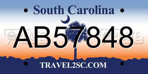 AB57848 South Carolina License Plate