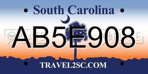 AB5E908 South Carolina License Plate