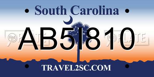AB5I810 South Carolina License Plate