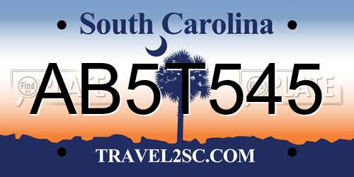 AB5T545 South Carolina License Plate
