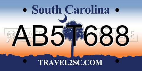 AB5T688 South Carolina License Plate